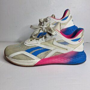 Reebok Nano X White Proud Pink Blue Womens Size 7.5